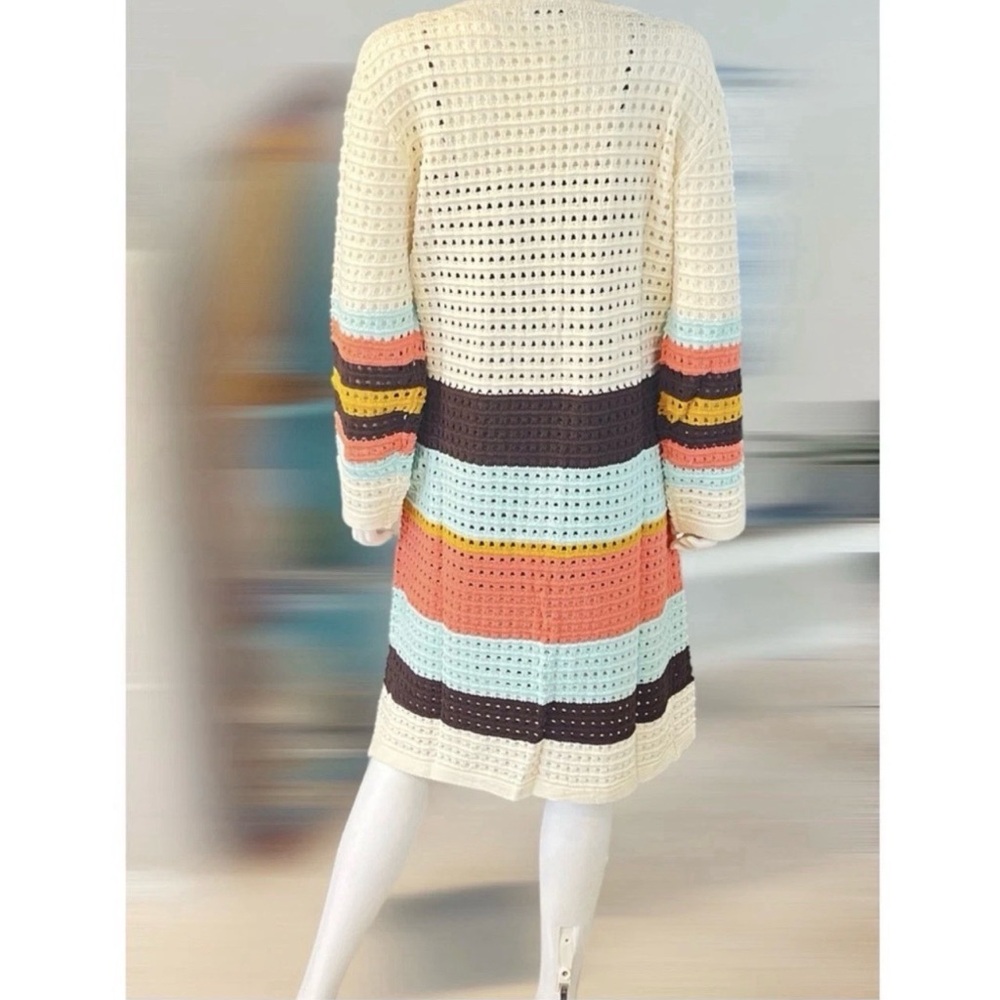 POLAGRAM open front boho vibes long cardigan M L - Picture 4 of 5